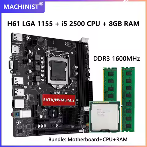 MACHINIST H61 Motherboard DDR3 8GB(2*4GB) 1600MHz RAM Memory With Intel Core i5 2500 CPU Processor A