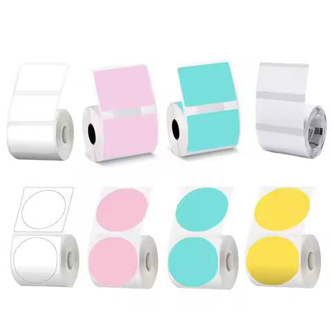 1Roll Compatible M110 M220 M200 Self-Adhesive Round/Square Thermal Paper, E210 P50 Detong P1 Label P