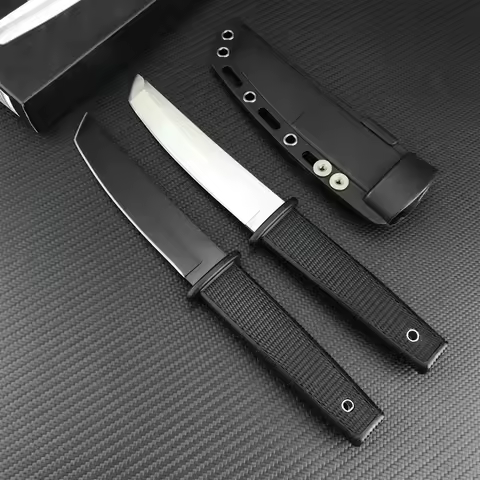 Combat Portable Kobun Tanto Blade Outdoor Fixed Knife 8Cr13Mov Steel Nylon Wave Fibre Handles Katana