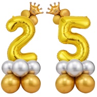 Gold Crown Number Balloon Package 0-9