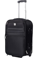 Cabin Suitcase 55cm 2 Wheels Canvas Hand Luggage Travel Bag, black, 34X54X19, carry-on luggage