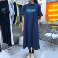 Oversized T Shirt Dress Blue Snapple Word Print Cotton T Shirt Korean Style Women