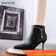 Daphne（DAPHNE）Official Self-Operated Leather2022Autumn New Fashion Women's Pointed-Toe Boots Dr. Martens Boots High Heel