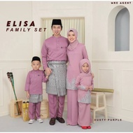 SET FAMILY ELISA WARNA DUSTY PURPLE |BAJU RAYA 2022 | SET IBU ANAK SEDONDON