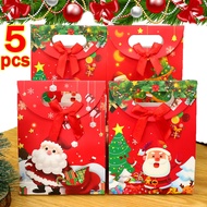 1/3/5Pcs Xmas Flip Up Red Candy Paper Bag / Christmas Tote Bag with Bow