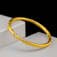 沙金 alluvial gold  5D矿金越南沙金 祥云手镯 女款 黄金色 古法 圆棍手环  磨砂细款 手镯  4.26+++