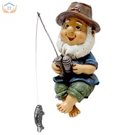 Fishing Gnome Garden Gnome Statue Naughty Gnome Figurine Dwarf Sculpture for Lawn Yard Decor SHOPSKC
