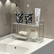 Bathroom Countertop Organizer Stainless Steel Double-Tier Storage Rack Sink Shelf for Toiletries Mak