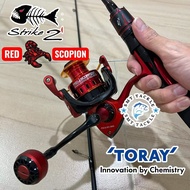 Combo 1Set Strike-2 RED SCORPION REEL & ROD SPINING