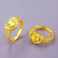 Pure Gold 999 Heart-Shaped Ring Open Ring Women's Jewelry Real Gold Peach Heart Ring Women's Gift Pu