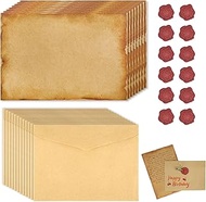 40 Pieces Vintage Stationery with Envelopes Set - 16 A5 Stationery, 12 Vintage Envelopes and 12 Guar
