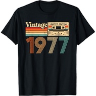 Men's cotton T-shirt 48 Year Old Vintage Born In 1977 48th Birthday Cassette Tape T-Shirt