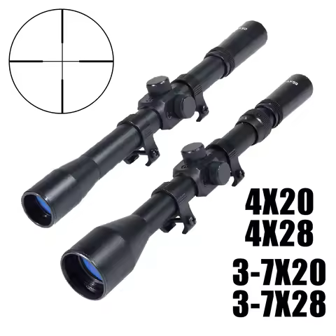 Tactical 4x20/4x28 Scopes Cross-Hair Reticle Riflescope 3-7x20/3-7x28 Optics Sight Airsoft Hunting S