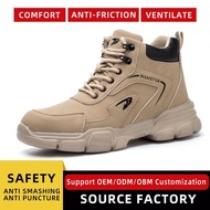 High-top Safety Boots Waterproof Lightweight Safety Shoes Protective Shoes Construction Site Steel Toe-toe Combat Boots Breathable Lightweight Work Shoes Steel Toe Men's Casual Sho