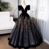 Black Banquet Evening Dress Birthday Party, Prom, and Evening Dress Formal Party Banquet Maxi Gaun M