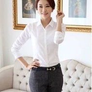 KEMEJA Women's White Plain Long Sleeve Shirt Formal Work Shirt White Office Shirt S E9S0 BIG multifu