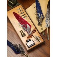 Elis European Retro Feather pen Gift Box Punk Dipped Water Feather pen Set pen