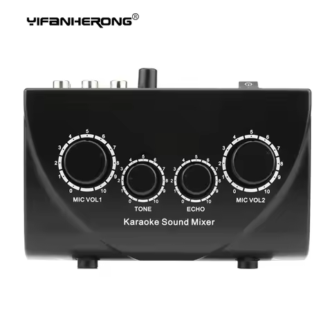 Portable Dual Mic Inputs Audio Sound Mixer For Amplifier & Microphone Karaoke Mixer Professional Aud