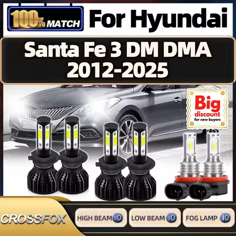 CROSSFOX 60000LM H7 Canbus LED Headlight Bulbs 360W Headlamp Ampoule Turbo Fog Lamp For Hyundai Sant