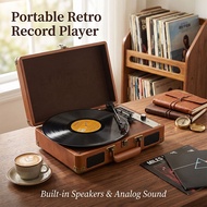 Vinyl Player Vintage Gramophone Turntable with Bluetooth Speakers, Supports 33/45/78 RPM Records