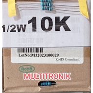 RESISTORS 10K 1/2WATT 1% RESISTORS 0.5WATT 10K METAL FILM TAIWAN