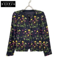 Akris Navy Silk Floral Color Jacket, Size 42