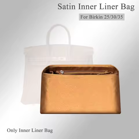 Premium Satin Purse Organizer Insert for Hermes Birkin 25/30/35 Handbag 1:1 Design Inner Liner Bag M