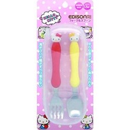 KJC 愛迪生媽媽 叉子&湯匙組附收納盒 Hello Kitty