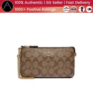 [100% Authentic] Brand New Coach F88035 Large Wristlet in Signature Canvas with Chain
