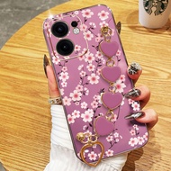 Ybd cho Oppo RENO 13 13F 5g Silicone chống sốc vỏ mềm đẹp Cherry họa tiết hoa Ốp vỏ bọc với Vòng đeo