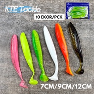【KTE】 10pcs T-Tail Soft Plastic Killer Toman Snakehead Soft Lure Fishing Lure Umpan Siakap Soft Plas