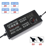 Adjustable Power Supply Adapter AC To DC 3V 9V 12V 24V Universal Adapter EU/US Plug with Display Scr