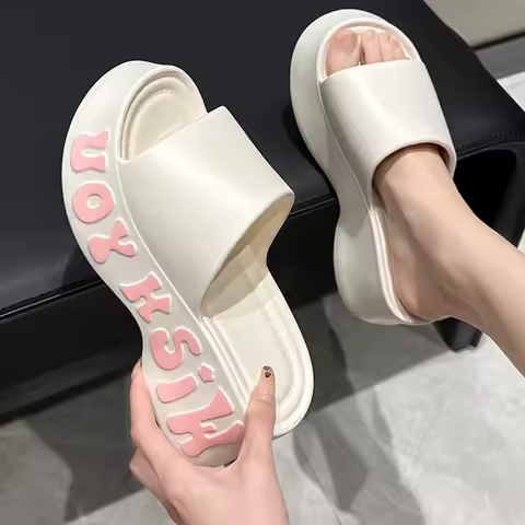 2025 New Trend Conciser Summer Ladies' Shoes Outdoors Cosy Slides Soft Sole Pantshoes Home Sandals F