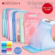 A4 File Bag, large capacity, with handle, 13 pockets for document storage, available in 4 colors.  B