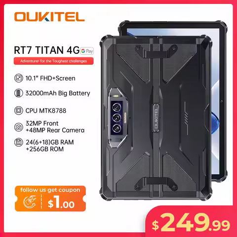 Oukitel RT7 TITAN 4G Rugged Tablet 10.1" FHD+ 32000mAh 8GB+256GB Android 13 Tablet 32MP+48MP Tablets