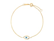 Nathalias NY สร้อยข้อมือลายตานำโชค เปลือกหอยมุก ทองคำแท้14K Yellow Gold MOP Evil Eye Bracelet 25373