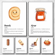Funny Delicious Balkan Food Posters Modern Minimalist Kitchen Burek Ajvar Prints Canvas Painting Wal