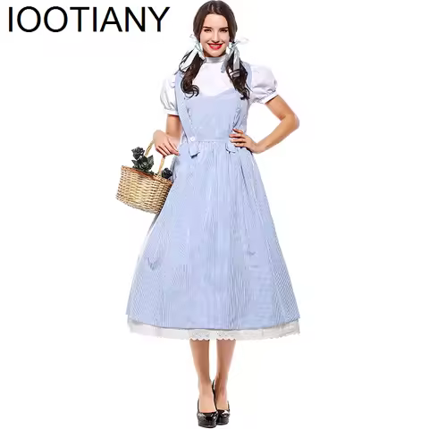 Airytale Character Blue Gingham Dress Outfit Womens Wizard Of Oz Dorothy Costume Carnival Costumes C