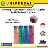 [SG SHOP SELLER] Multipurpose Windproof Lighter / Gas Lighter Refillable Gas (4 Pcs/Pack)