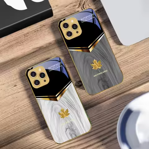 Golden Cute Maple Leaf For IPhone 16 16Pro Max 15 P ro 14 13 Plus 12 Mini 11Pro Max XS Max XR Golden
