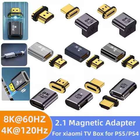 8K HDMI-Compatible 2.1 Magnetic Adapter HDMI-Compatible Magnetic Connector 8K/60Hz 4K/120Hz 19Pin Co