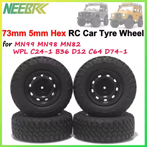 4PCS/lot 73mm Crawler Off Road Rubber Tires Wheel 5mm Hex for RC Car MN99 MN98 MN82 WPL C24-1 B36 D1