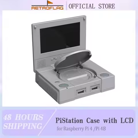 RETROFLAG PiStation Case Raspberry Pi 4 Case with Cooling Fan and 3pcs Heatsinks Pistation LCD Case