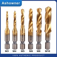 Mũi khoan taro ren  M3-M10 phủ Titanium chuôi lục giác - Bộ mũi khoan taro bao gôm 6 mũi khoan với c