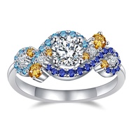 Moissanite Eternity Ring 0.5ct 1ct 2ct Van Gogh's The Starry Night Round Cut Lab Grown Diamond Weddi