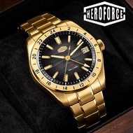HEROFORCE Business Quartz Watch Men Clock GMT Date Luxury Man Wristwatch Waterproof Luminous Stainle