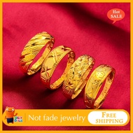 Brass Gold-Plated Euro Coin Live Mouth Glossy Ring Men Women Can Wear Couple Vietnam