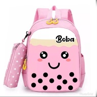 Girls' Backpack/Funny Boba Backpack/SD PAUD Children's Study Backpack/Cute Girls' Backpack