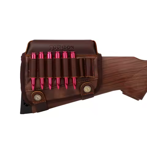 Tourbon PU & Leather Gun Buttstock Cheek Rest Riser with Rifle Cartridges .308win .30-06 .30-30 Ammo
