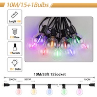 7.6 10 15 20 Meter E12 Color  LED  Light Bulbs Waterproof Wedding  Christmas 1W 220V LED String Ligh